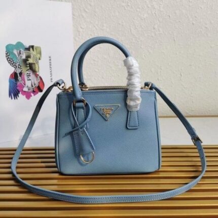 Prada Women's Leather Mini Shoulder Bag Light Pastel Blue