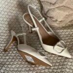 Valentino Vlogo Signature Patent Leather Slingback Pump Heels Pointed Toe 80Mm White - Image 3