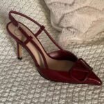 Valentino Vlogo Signature Patent Leather Slingback Pump Heels Pointed Toe 80mm Red - Image 2