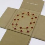 Van Cleef & Arpels Plated Gold Necklace Red Crystal - Image 2