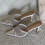 Gianvito Rossi Embellished Pointed Toe Sandals Heels White - Image 3