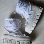 Prada Leather Nylon Quilted Ski Snow Boots White