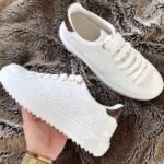Louis Vuitton Debossed Leather Time Out Sneakers White