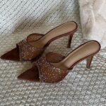 Gianvito Rossi Embellished Pointed Toe Sandals Heels Red - Image 3