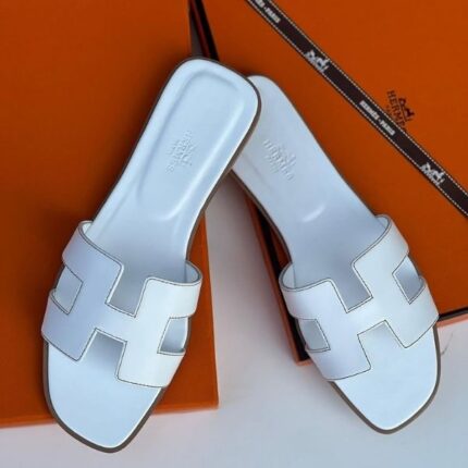 Hermès Oran Flat Sandals White
