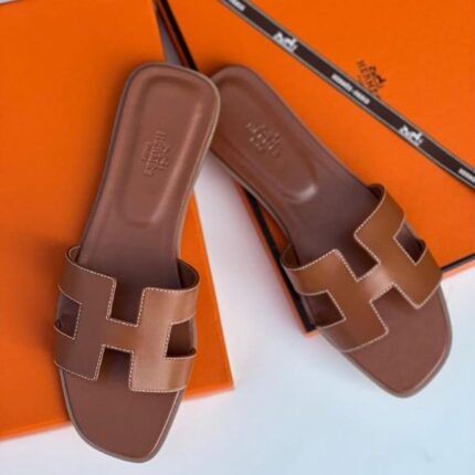 Hermès Oran Flat Sandals Brown