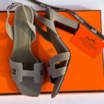 Hermes Eternite 80 Block Heels Sandals With Adjustable Back Strap Taupe - Image 3