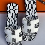 Hermès Printed Oran Flat Sandals White