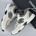 Chanel Suede Woven CC Low Top Sneakers Trainers Casual Shoes Beige Gray - Image 2