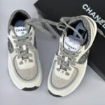 Chanel Suede Woven CC Low Top Sneakers Trainers Casual Shoes Beige Gray - Image 3