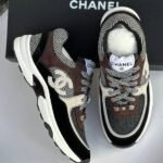 Chanel Suede Woven CC Low Top Sneakers Trainers Casual Shoes Brown Gray