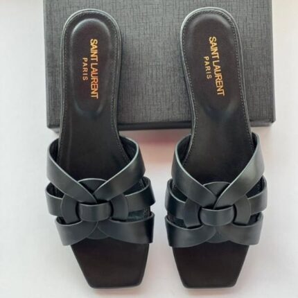 Saint Laurent Tribute Comfort Sandals Slide Flats Black