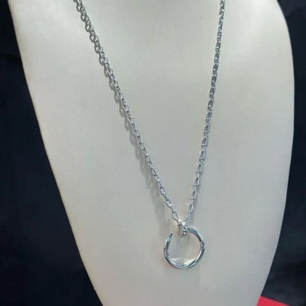 197 Cartier Juste Un Clou Long Pendant Necklace Plated Silver - Image 1