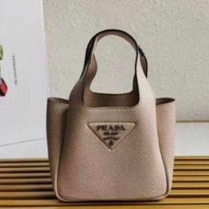 Prada Women's Leather Mini Tote Hand Bag Beige