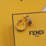 Fendi Gold Open Hoop Crystal Earrings