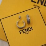 Fendi Silver Open Hoop Crystal Earrings