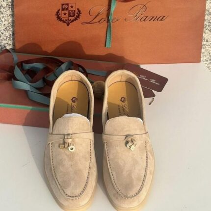 Loro Piana Men's Charm Suede Loafers Slip On Shoes Cream