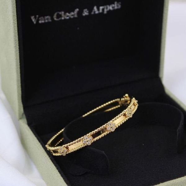 217 Van Cleef & Arpels Plated Gold Perlée Sweet Clovers Bracelet - Image 1