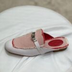 Hermès Oz Mules Slip-On Shoes Leather Denim Pink - Image 2
