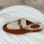 Hermès Oz Mules Slip-On Shoes Leather Denim Tan - Image 2