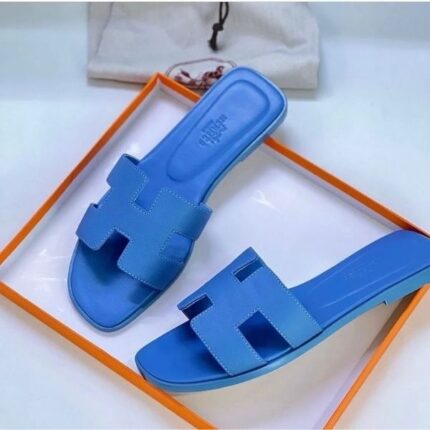 Hermès Oran Flat Sandals Blue