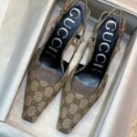 Gucci GG Slingback Pump Heels With Horsebit Slip-On Taupe