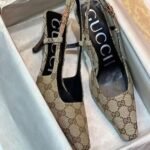 Gucci GG Slingback Pump Heels With Horsebit Slip-On Taupe - Image 2