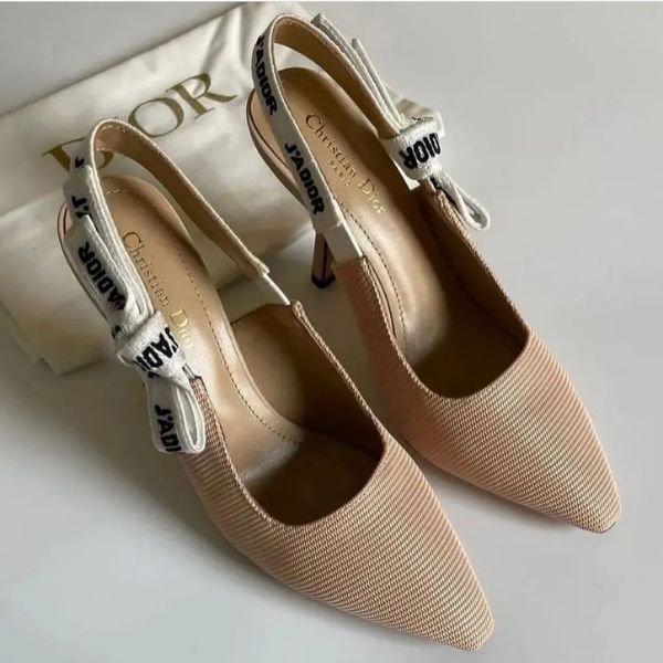 261 Christian Dior J'adior Slingback Heels Pointed Toe Beige - Image 1