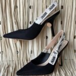 Christian Dior J'adior Slingback Heels Pointed Toe Plain Black - Image 2