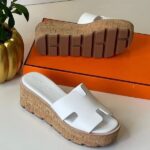 Hermès Luce Cork Platform Sandals White - Image 2