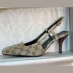Gucci GG Slingback Pump Heels With Horsebit Slip-On Taupe - Image 3