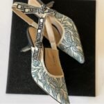 Christian Dior J'adior Slingback Heels Pointed Toe White Green - Image 2