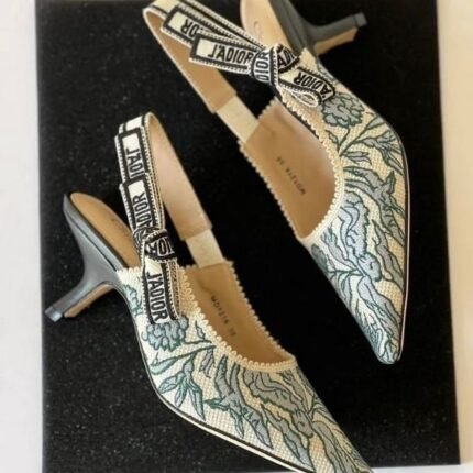 Christian Dior J'adior Slingback Heels Pointed Toe White Green