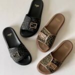 Fendi Fabric Jacquard Nappa FF Fendi Feel Slide Sandals Slip-Ons Black - Image 2