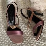 Hermes Glamour 95 Gold Heels Sandals Pink - Image 2