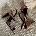 Hermes Glamour 95 Gold Heels Sandals Pink