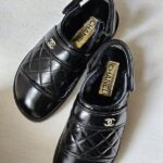 Chanel Leather Dad Sandals Mules Shoes Black