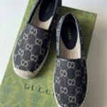 Gucci GG Canvas Espadrille Slip-On Casual Shoes Black