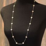 Van Cleef & Arpels Long Silver Necklace Small Crystal Motifs