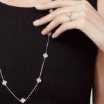 Van Cleef & Arpels Long Silver Necklace Small Crystal Motifs - Image 2