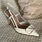 Valentino Vlogo Signature Patent Leather Slingback Pump Heels Pointed Toe 80Mm White - Image 2