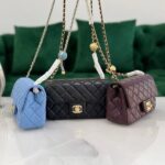 Chanel Long Quilted Flap Gold Chain Logo Crossbody Shoulder Bag Blue - Image 2