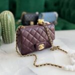 Chanel Long Quilted Flap Gold Chain Logo Crossbody Shoulder Bag Burgundy