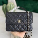 Chanel Mini Quilted Flap Crossbody Top Handle Hand Bag Black - Image 3