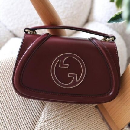 Gucci Small Blondie Shoulder Hand Bag Tan Maroon