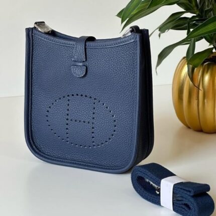 Hermes Mini Evelyne Crossbody Shoulder Bag Strap Blue