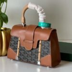 Goyard 2016 Goyardine Saigon Structured PM Satchel Hand Bag Tan Brown