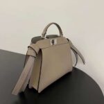 Fendi Peekaboo Mini Leather Hand Bag Crossbody Strap Taupe - Image 2