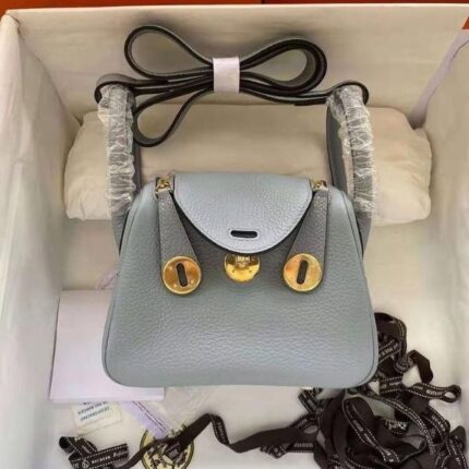 Hermes Lindy Mini Crossbody Shoulder Hand Bag Gray