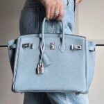 Hermes Birkin To Go Palladium Hardware Hand Bag Blue